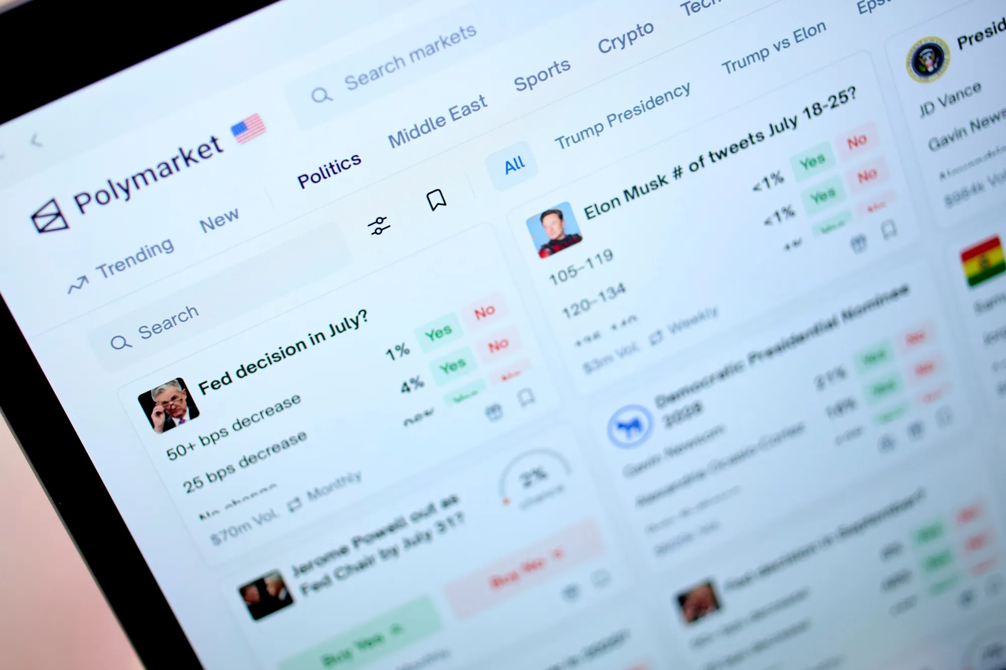 Polymarket and Kalshi platform screenshots