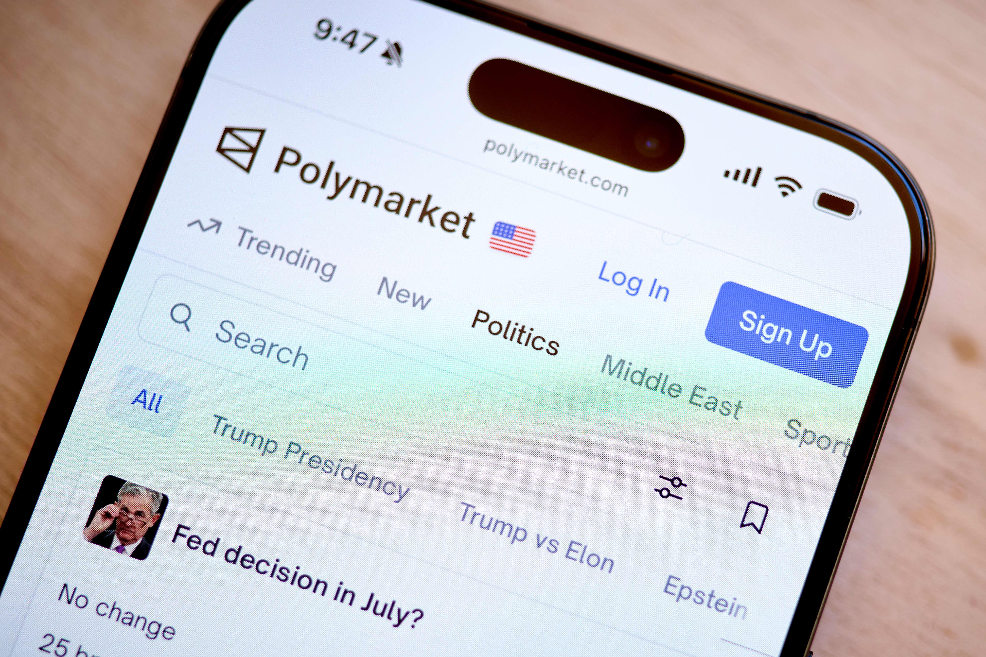 Polymarket diverse betting categories screenshot