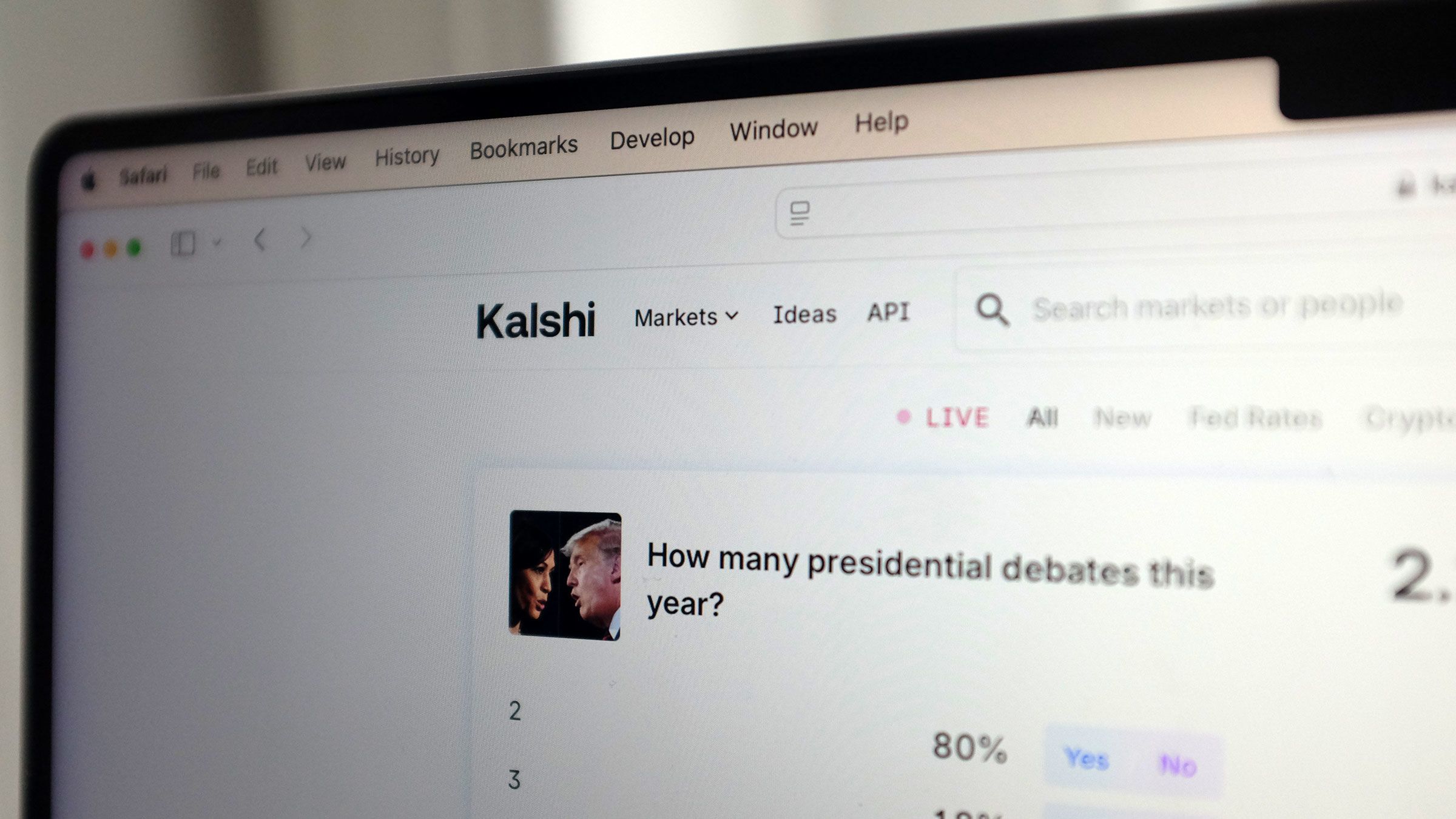 Kalshi election betting platform screenshot